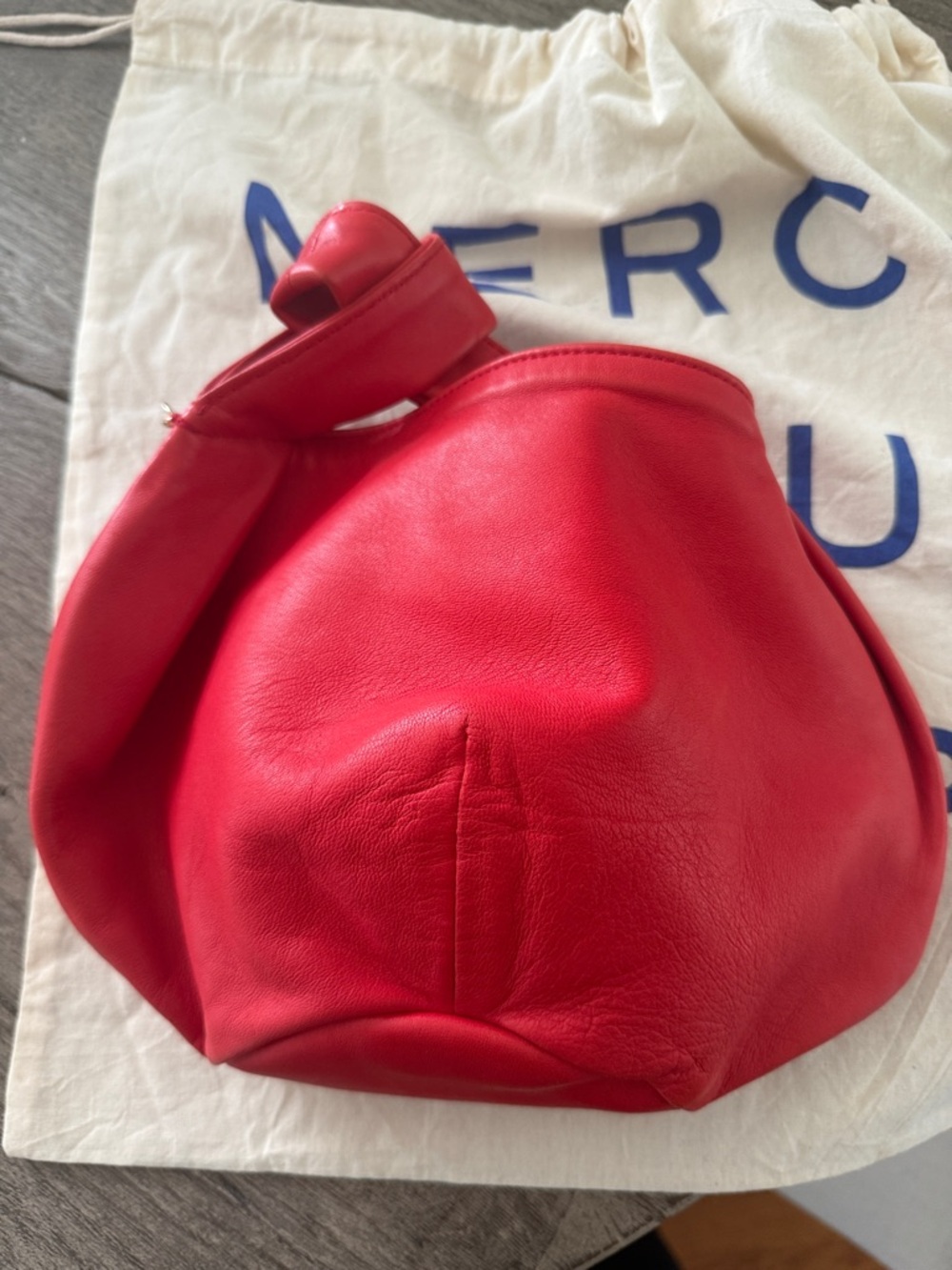 Red Leather Slouch Hobo Bag - Sleek Everyday Shoulder Bag  clare v chou chou bag